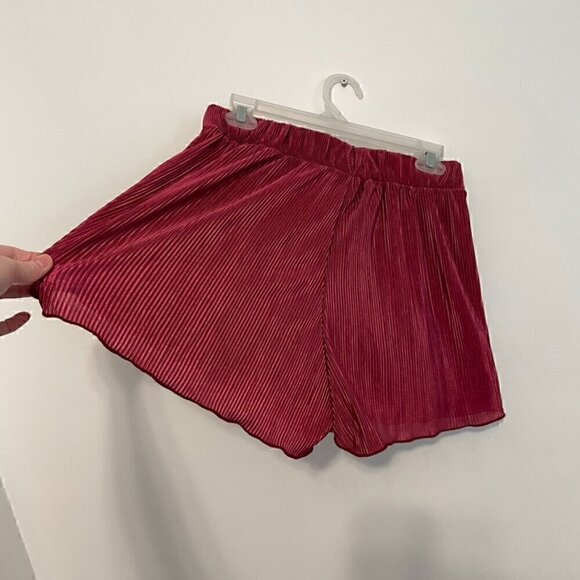 FASHION NOVA Julia Plisse Short Set Mauve Berry Satin Shiny Pull On SHORTS ONLY! - Picture 12 of 12